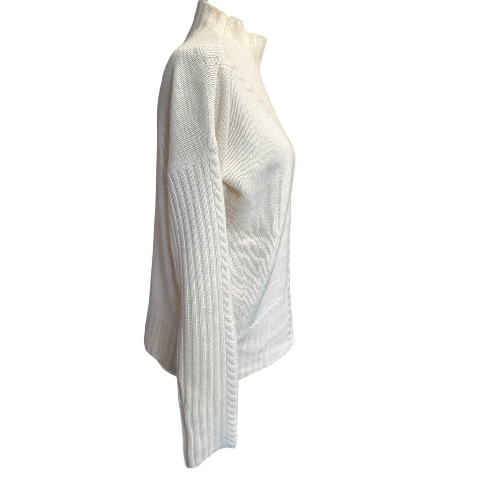 Marled 100% Cashmere Mock Neck Sweater Ivory, Size M - Picture 4 of 7
